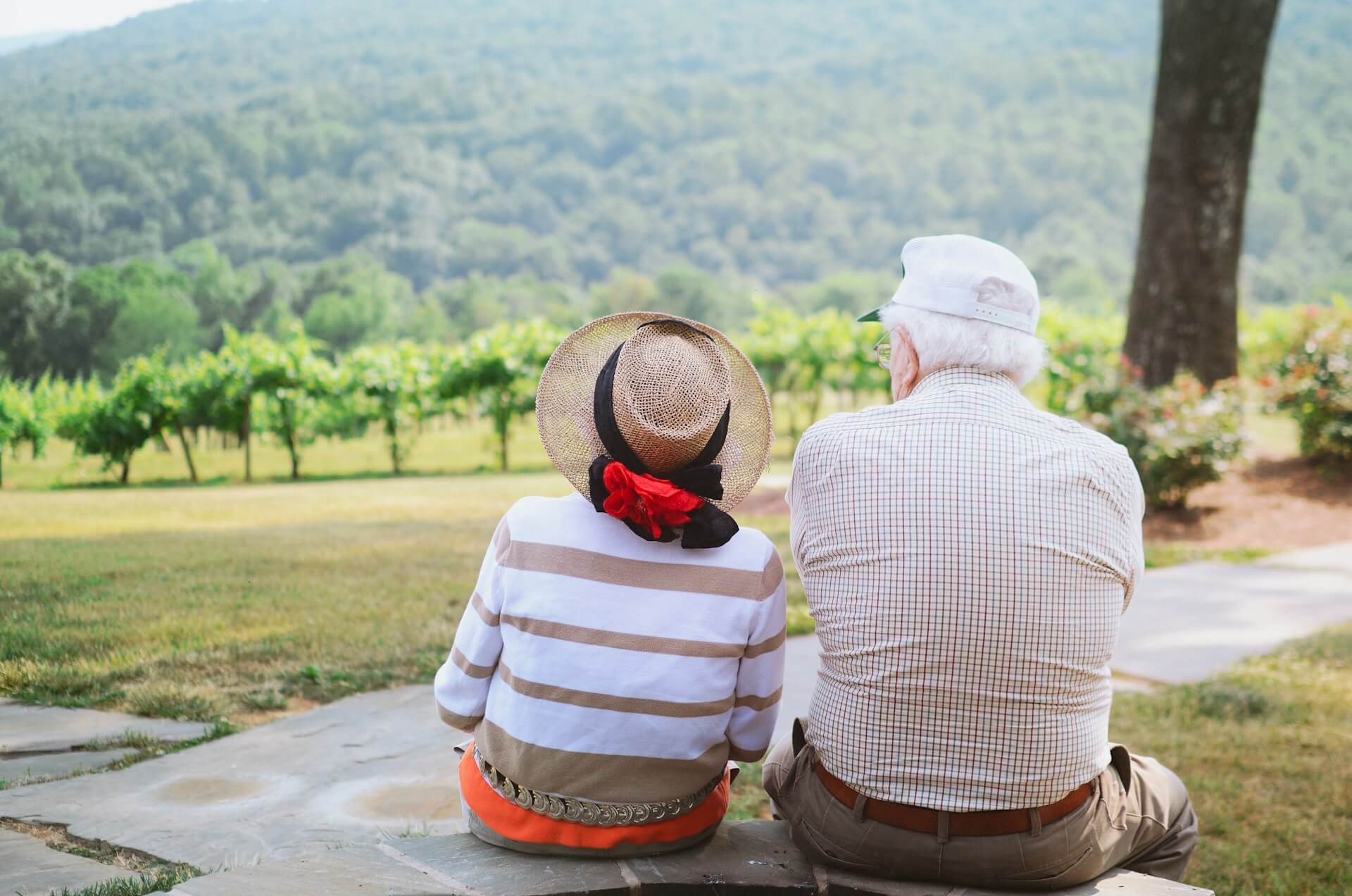Elderly couple enjoying retirement outside